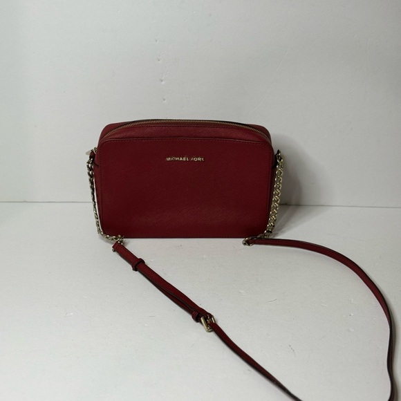 MICHAEL KORS Red Jet Set Saffiano Leather Crossbody Bag - Picture 1 of 16